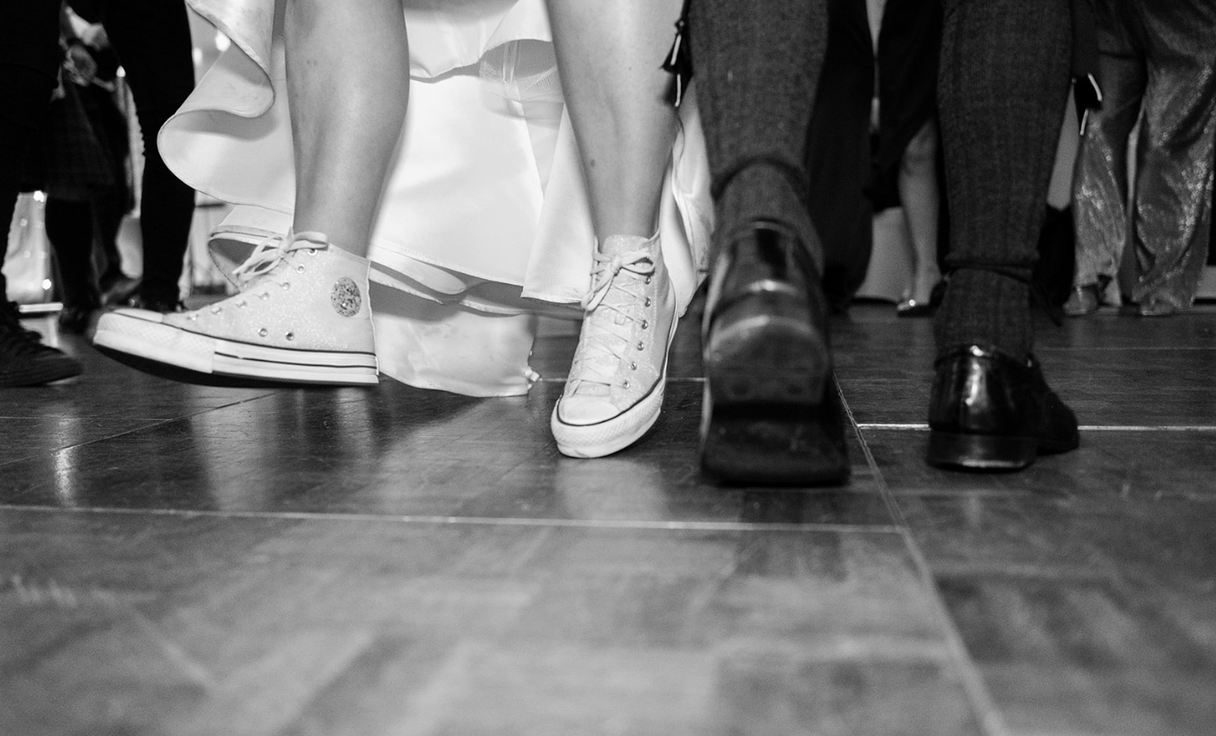 Black and white wedding dance floor detail